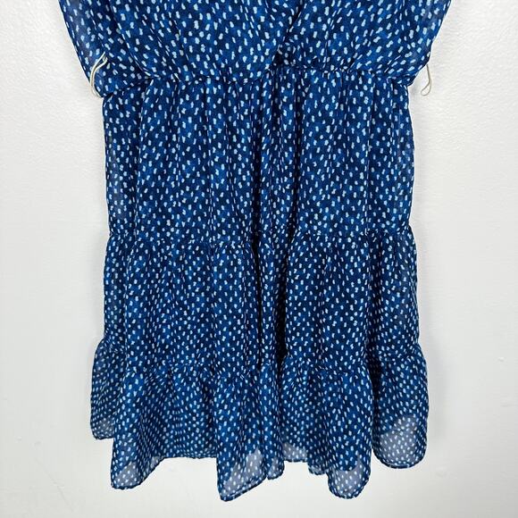 City Studio Womens Dot Print Tiered Cinched Blue Sleeveless Dress Small NO BELT - Picture 6 of 11